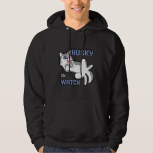 Husky On Watch With Patriotic Sunglasses Hoodie