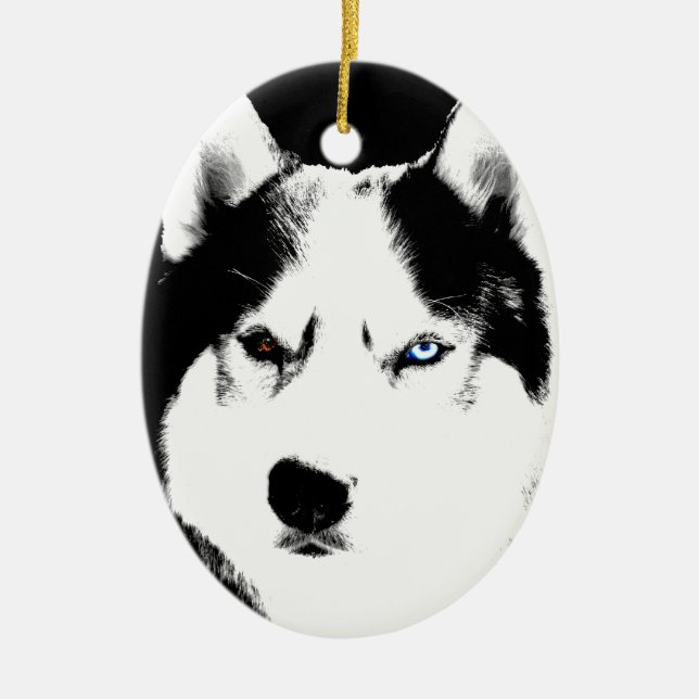 Husky Ornament Personalised Sled Dog Decoration (Front)