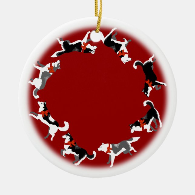 Husky Ornament Personalised Sled Dog Decoration (Front)