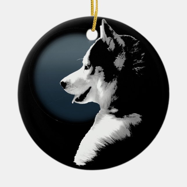 Husky Ornament Personalised Wolf Dog Decoration (Front)