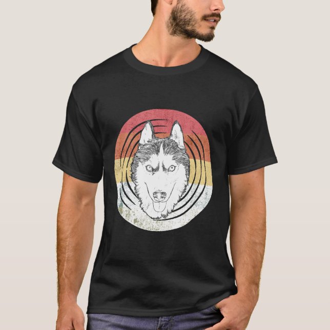 Husky Owner Gift Mum Dog Lover Retro Siberian Husk T-Shirt (Front)