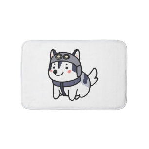 Husky Pilot Dog Lover Malamute Bath Mat