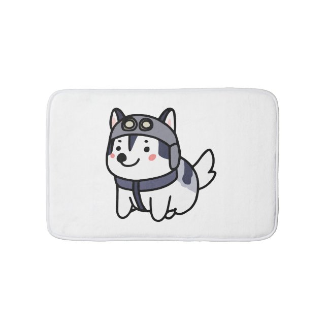 Husky Pilot Dog Lover Malamute Bath Mat (Front)