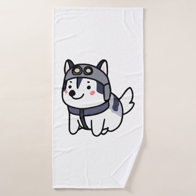 Husky Pilot Dog Lover Malamute Bath Towel (Bath Towel)