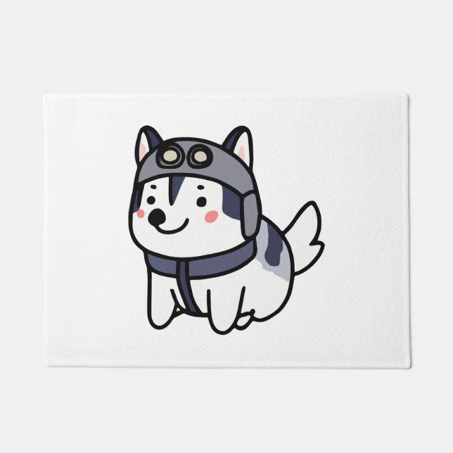Husky Pilot Dog Lover Malamute Doormat (Front)