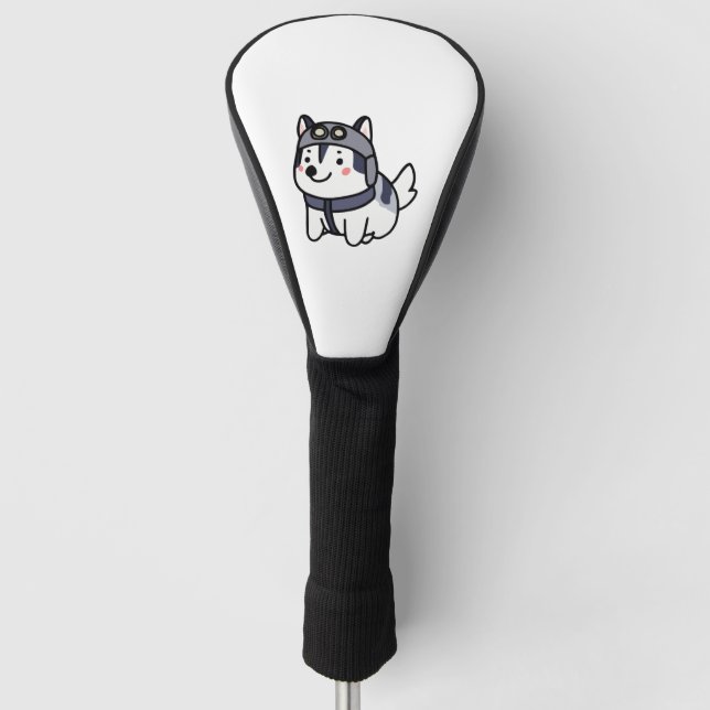 Husky Pilot Dog Lover Malamute Golf Head Cover (Front)