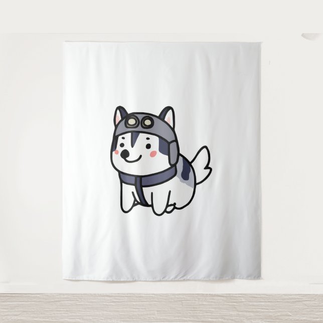 Husky Pilot Dog Lover Malamute Tapestry (Front)