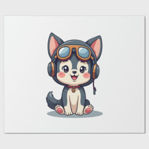 Husky Pilot Dog Lover Malamute Wrapping Paper
