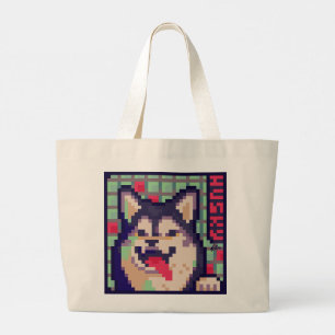Husky, Pixel Art, pixelart Large Tote Bag