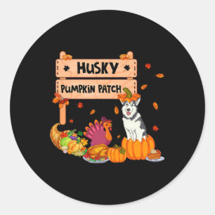 Husky Pumpkin Patch Thanksgiving Dog In Pumpkin Fa Classic Round Sticker
