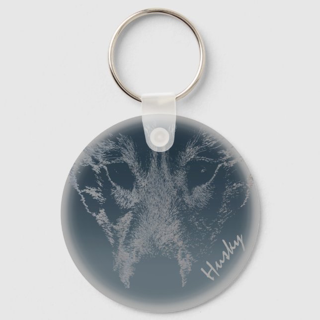 Husky Pup Keychain Husky Wolf Dog Custom Keychains (Front)
