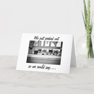 HUSKY PUPPIES COME TO SAY MERRY CHRISTMAS HOLIDAY CARD