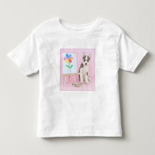 Husky Puppy Painting a Rainbow Flower Toddler T-Shirt