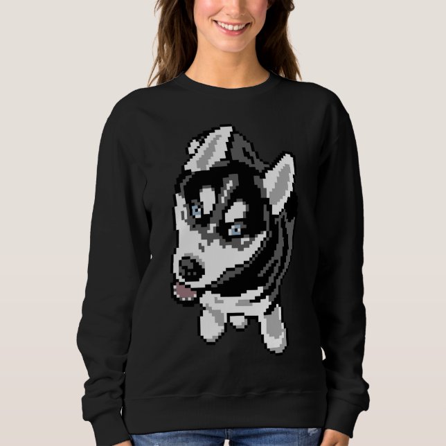Husky Puppy Pixel Art Sweatshirt (Front)