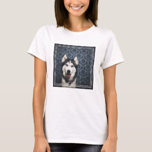 Husky Puppy Posing with a Dark Bakground T-Shirt