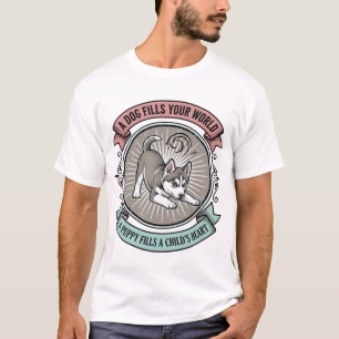 Husky Puppy Shirt Vintage Engraving Kid's Best Bud