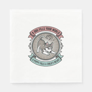 Husky Puppy Shirt Vintage Engraving Kid's Best Bud Napkin