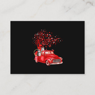 Husky Riding Red Truck Valentine Butterfly Heart Enclosure Card