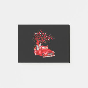 Husky Riding Red Truck Valentine Butterfly Heart Post-it Notes