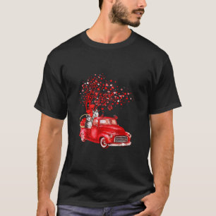 Husky Riding Red Truck  Valentine Butterfly Heart T-Shirt