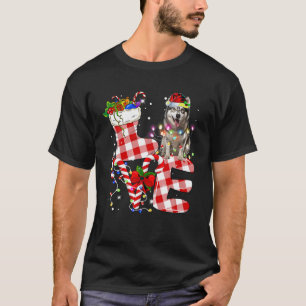 Husky Santa Christmas Tree Lights Xmas Love dog T-Shirt