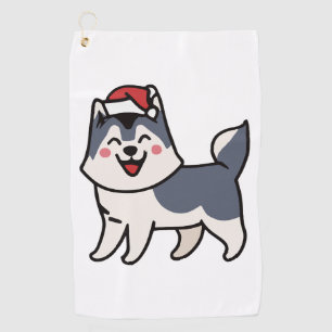 Husky Santa Dog Lover Malamute Golf Towel