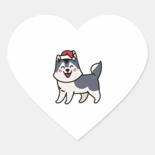 Husky Santa Dog Lover Malamute Heart Sticker