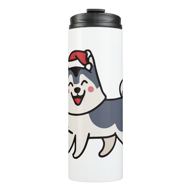 Husky Santa Dog Lover Malamute Thermal Tumbler (Front)