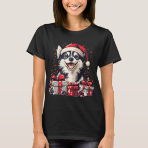 Husky Santa Hat Funny Christmas Siberian Husky Dog T-Shirt