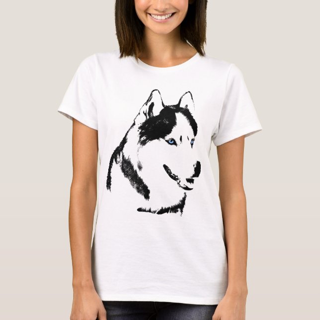 Husky Shirts Ladies Husky Sled Dog Shirt (Front)