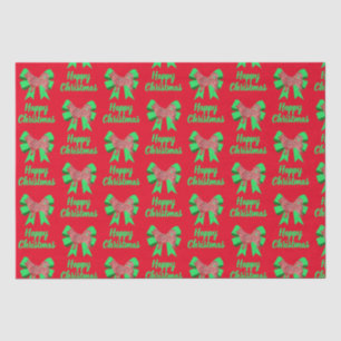 Husky Siberian Christmas Dog & Green Bow Tissue Paper