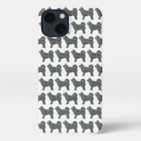 Husky Siberian Cute Dog Silhouette Grid White