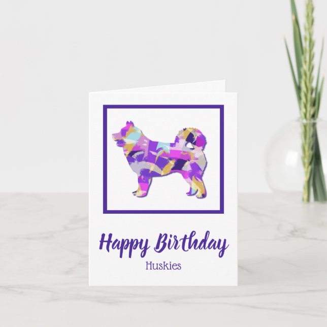 Husky Siberian Dog Silhouette PPY&B Birthday Card (Front)