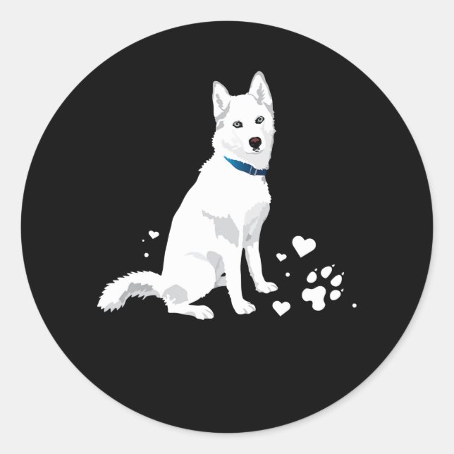 Husky Siberian Husky Sweet White Snow Dog Classic Round Sticker (Front)
