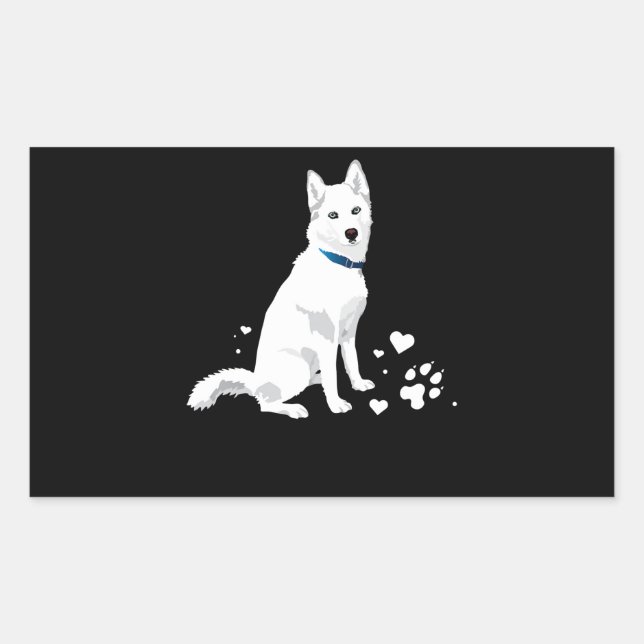 Husky Siberian Husky Sweet White Snow Dog Rectangular Sticker (Front)