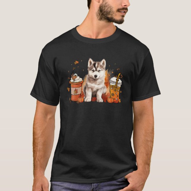 Husky Sibir Coffee Warm Cosy Fall Autumn Vibes T-Shirt (Front)