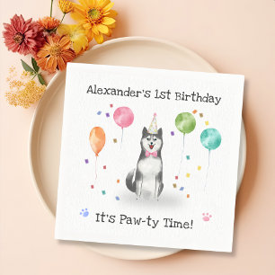 Husky Sibir Dog Birthday Party Napkin