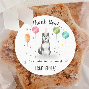 Husky Sibir Dog Birthday Thank You Classic Round Sticker