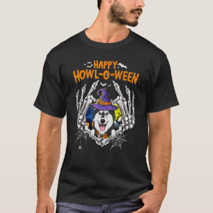 Husky Skeleton Heart Happy Howl O Ween Costume T-Shirt