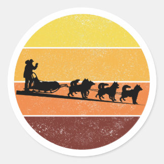 Husky Sledding Sled Dog Racing Alaskan Racers Classic Round Sticker