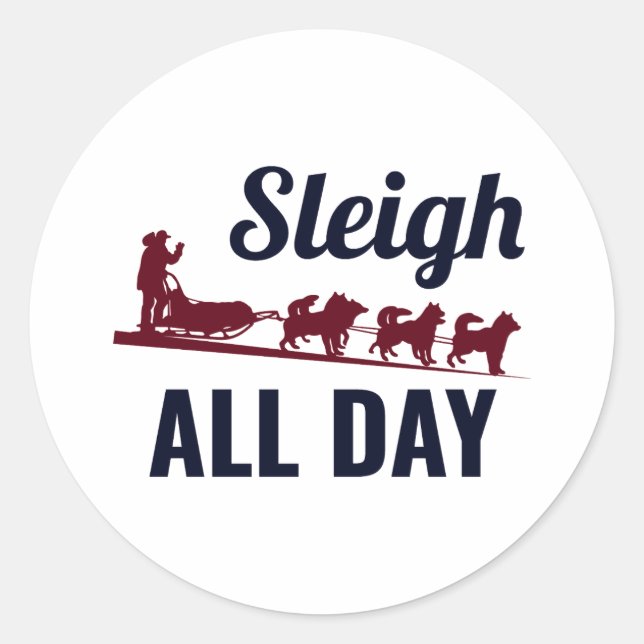 Husky Sledding Sled Dog Racing Alaskan Racers Classic Round Sticker (Front)