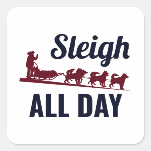 Husky Sledding Sled Dog Racing Alaskan Racers Square Sticker