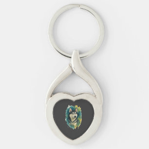 Husky Spirit Watercolor Majesty Key Ring