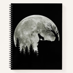 Husky Stand On Mountain Spooky Halloween Moon Notebook