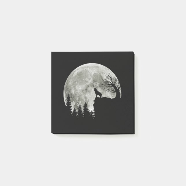 Husky Stand On Mountain Spooky Halloween Moon Post-it Notes (Front)