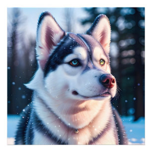 Husky Stares into Winter Photo Print