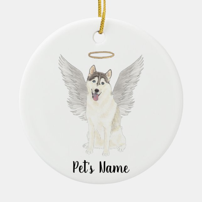 Husky Sympathy Memorial Ceramic Ornament (Front)