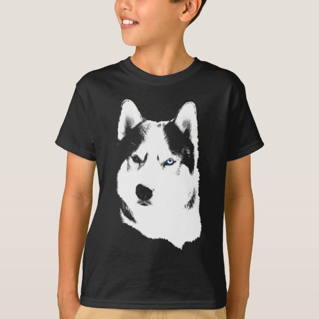 Husky T-Shirt Kid's Sled Dog Art Kid's Tee Shirts (Front)