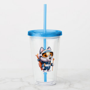 Husky the Adventurous Skier Acrylic Tumbler