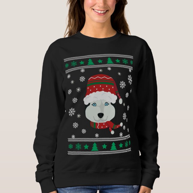 Husky  Ugly Christmas Sweatshirt (Front)